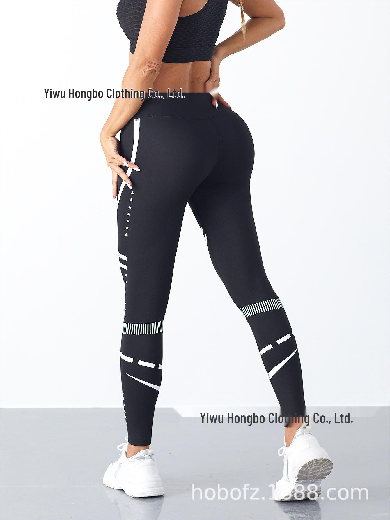 

Европейские и американские женские леггинсы для йоги с принтом: Уличный фитнес, Подтягивающие бедра, Утягивающие живот длинные эластичные леггинсы Large белый/чёрный