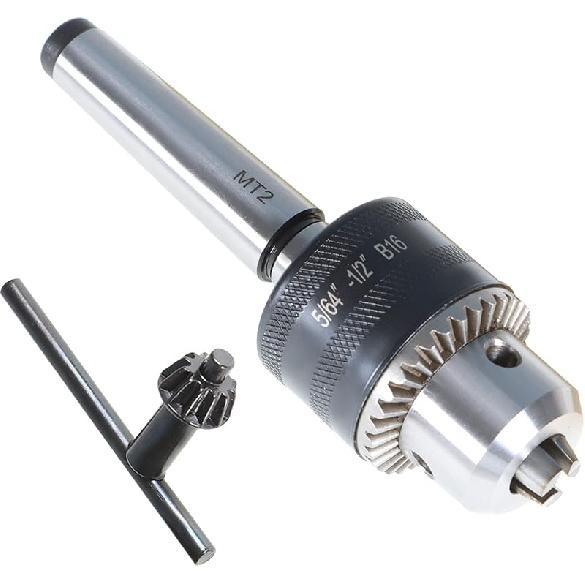 findmall 5/64 Inch - 1/2 Inch Mini Metal Lathe Tail Stock Drill Chuck Tool With MT2 Arbor Fit for CNC Lathe Milling Drill Machine