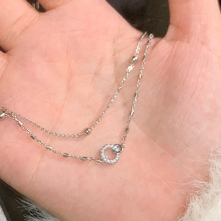 New Silver Geometric Bracelet Women's Best Friend Bracelet Light Luxury Double Layer Circle Bracelet Exquisite Handicraft