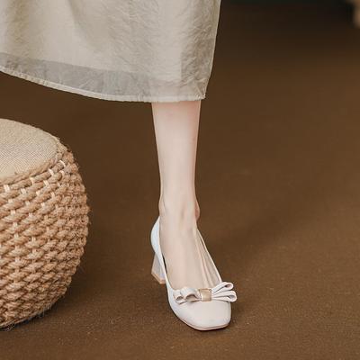 2025 Spring and Autumn New Single Shoes Square Head Thick Heel Mary Jane Shoes High-end Temperament Banquet Shoes