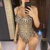 Leopard Cross Back Lace Up One Piece Swimsuit Women Swimwear Female High Leg Cut Monokini Padded Bather Bathing Suit Swim V7155