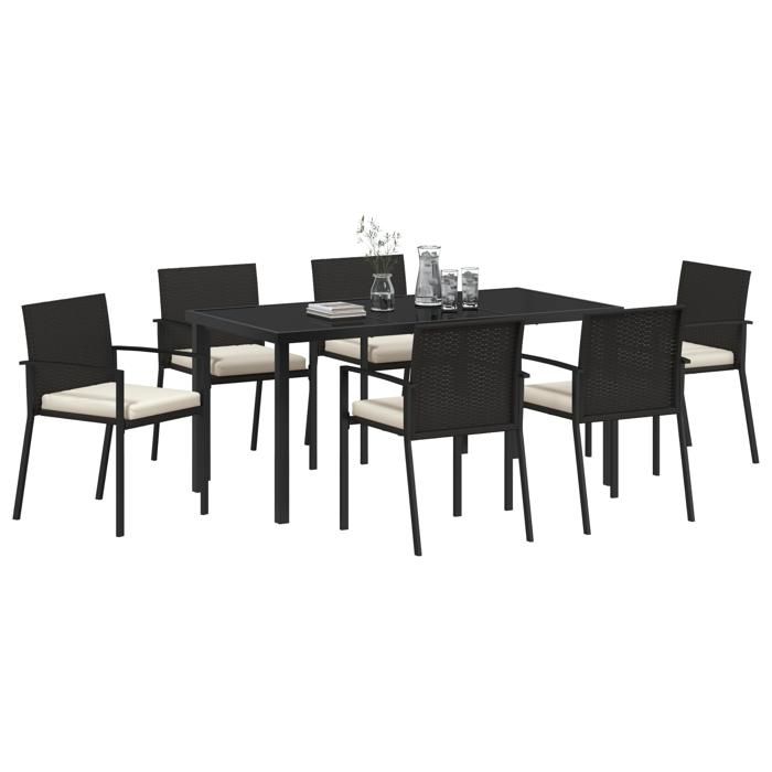 VidaXL Ensemble de salle à manger de jardin 7 pièces en rotin noir 3379237