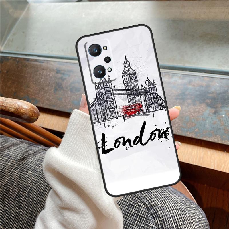 London Red Bus Big Ben Case For Realme 12 Pro Plus 11 13 14 C63 C61 C55 C51 C53 C25 C65 C67 C71 C75 GT6 GT7 15 Pro