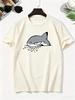 2026 Cartoon Shark Gray Fang Watermark Pure Cotton Boy's T‑shirt Creative Lightweight Comfortable Short Sleeved Kids T‑shirt