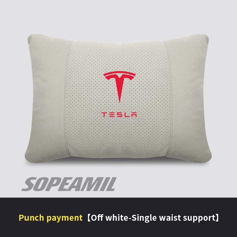 TDMC1 Car Ventilate Suede Headrest Neck Support Tesla Model 3 Model Y Model S Model X Cybertruck Roadsrer Seat Waist Cushion Pillow