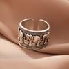Nuovi Creativi Belli Retro Animali Gioielli in Argento Sterling 925 Personalità Stile Etnico Gruppo di Elefanti Anelli Apribili R140