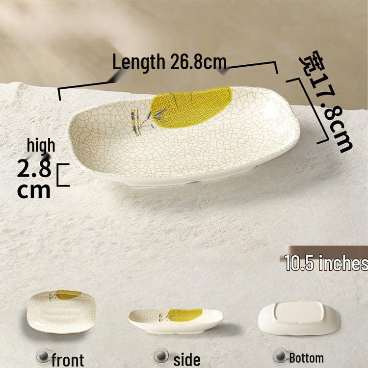 Melamine Rectangular Porcelain-Style Plate for Hot Pot & Side Dishes