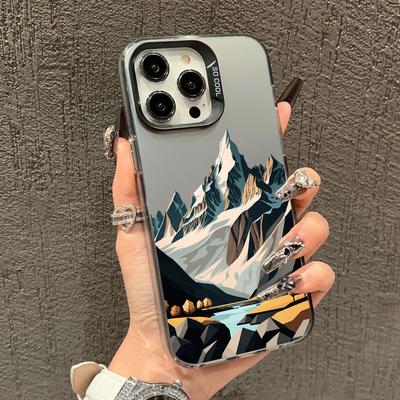 Mountain Scenery Peak Landscape Phone Case For iPhone 14 13 12 11 Pro Max Mini 15 Pro Max 15 14 Plus Shockproof Laser Back Cover