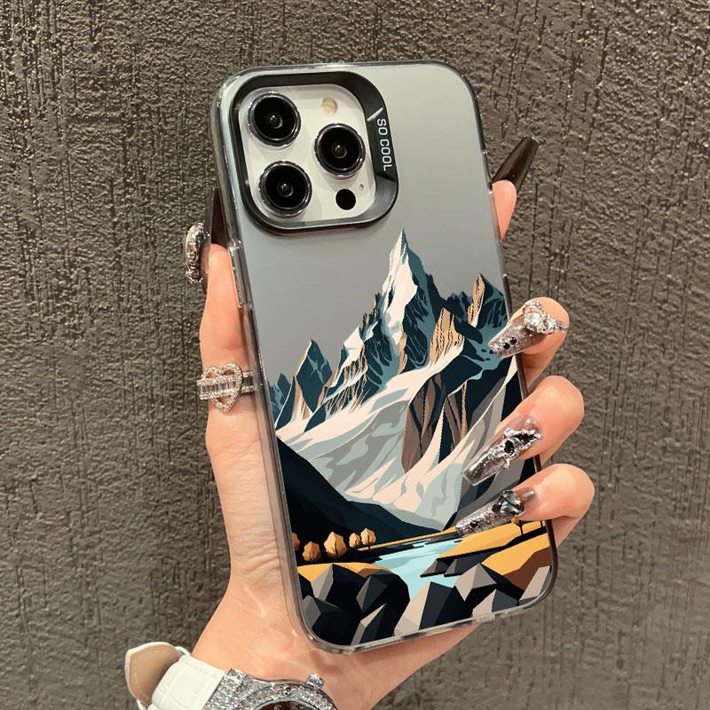 Mountain Scenery Peak Landscape Phone Case For iPhone 15 Pro Max 14 13 12 11 Pro Max Mini 15 14 Plus Shockproof Laser Back Cover
