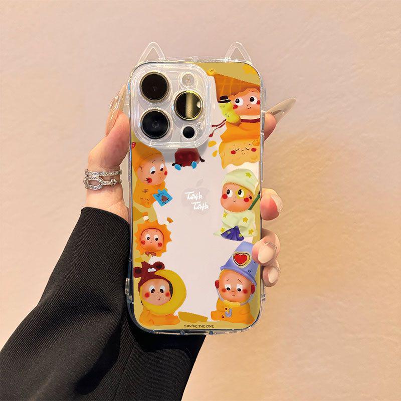 

Blush Sweet Kitty Cat Ears Transparent Case for Apple 13, 14, 15 Pro Max, 17 Pro Max. iPhone 16 Pro