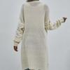 IHUASU Autumn and Winter Long Cardigan Solid Colour Women's Knitted Fashion Sweater