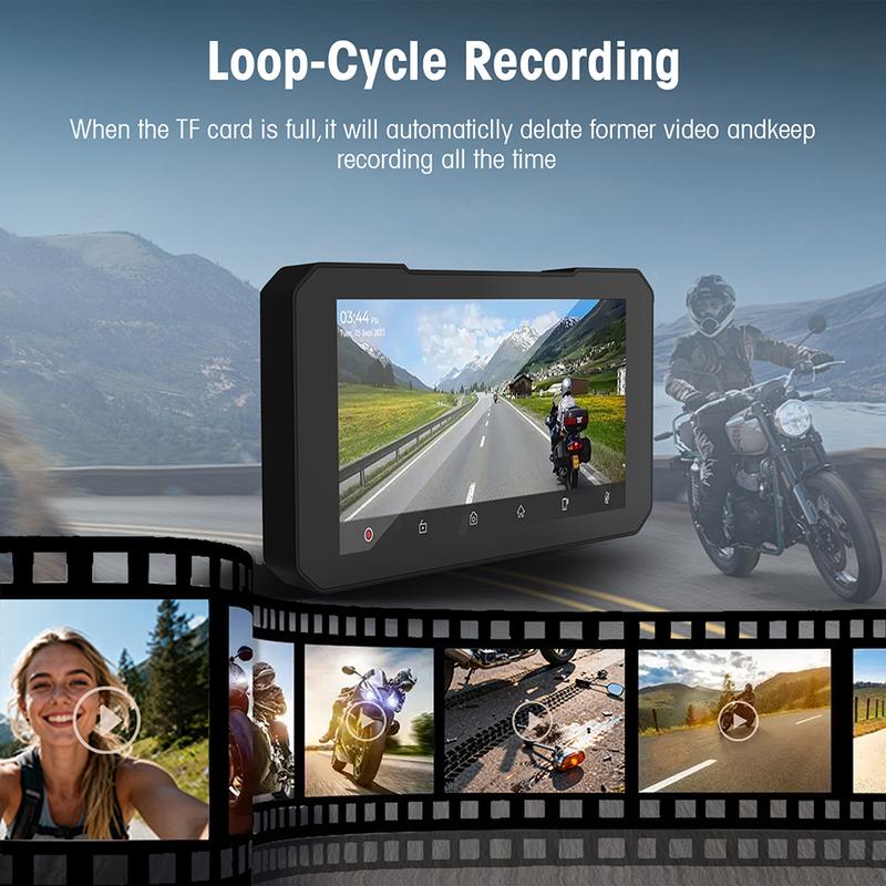 5" Motorcycle Navigation GPS Wireless Carplay&Android Auto Moto Monitor IPX67 Waterproof Display Dual Bluetooth