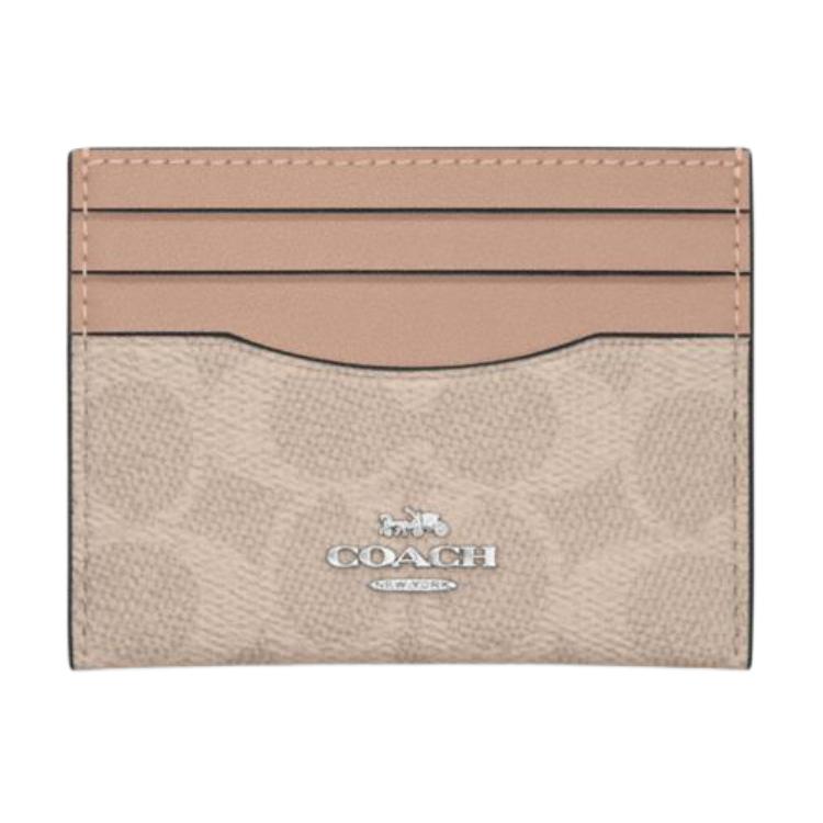 

Coach 10 Brand Logo Multi-Card Slot Leather Card Holder Women Card Holder Sand-Yellow Gray-Brown CZ286-SVPWH Basic Set (Bag+Dust Bag)