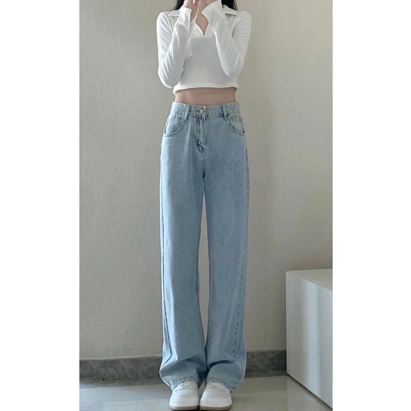 Women s Wide-Leg Retro Jeans - Summer 2025 Loose Straight-Leg Pants S