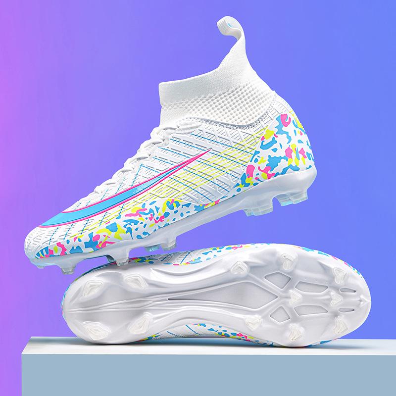 High-top Football Shoes World Cup Broken Nails Artificial Turf Long Nails Leather Foot Youth Training Shoes