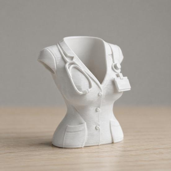 3D Printed Nurse Pen Holder, Creative Figurine with Stethoscope Design, Matte Finish Desktop Organizer for Pens Makeup Brushes, Cute Desk Decor for