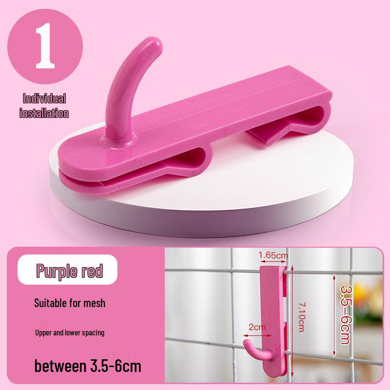 Nail-Free Grid Panel Hook for Wire Mesh Shelves - No-Drill Wall Storage Hooks for Kindergarten Display