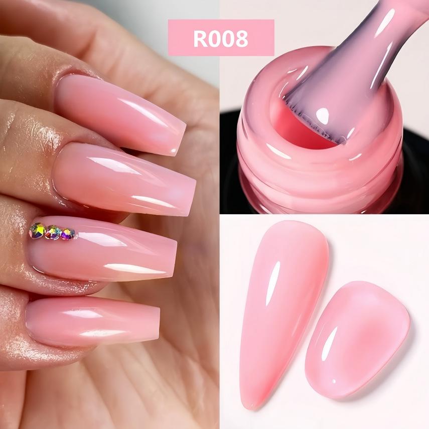 2-in-1 Nude Transparent Gel Nail Polish: Base & Top Coat