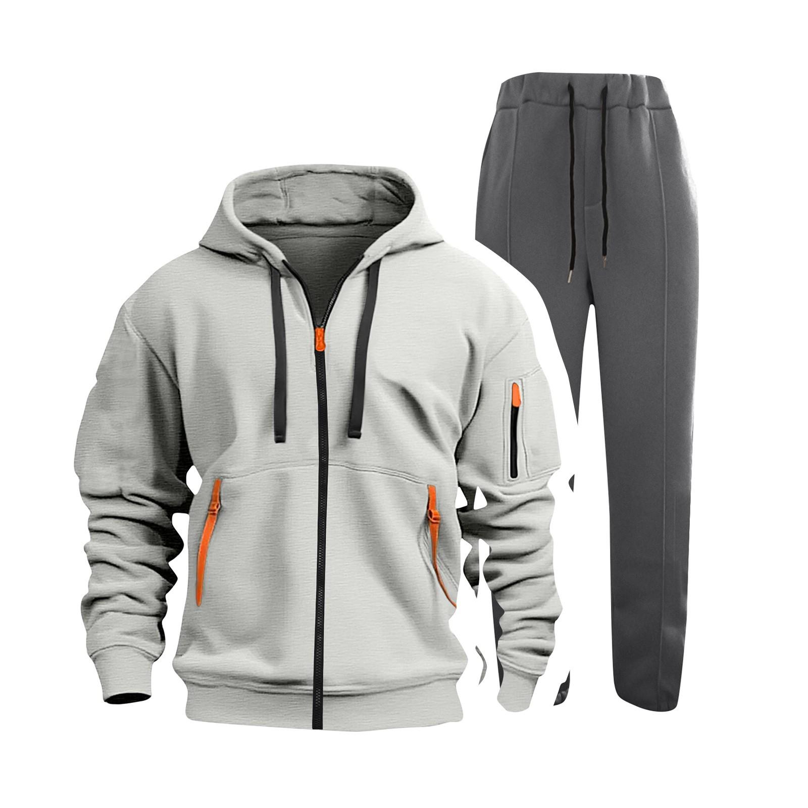 

Мужской однотонный спортивный костюм из 2 предметов, удобная толстовка с капюшоном, спортивные штаны для занятий йогой и йогой XXL светло-серый