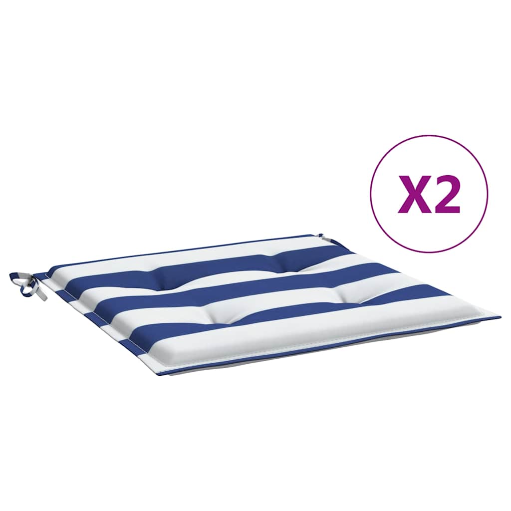 Garden Chair Cushions 2 pcs Blue & White Striped 50 x 50 x 4 cm Fabric