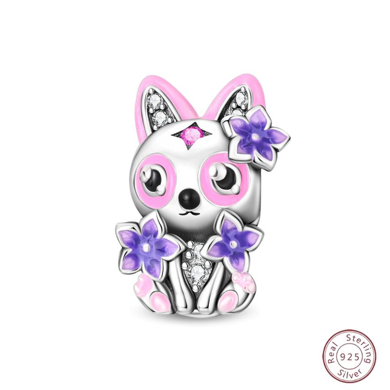 Copper Firefly Cute Cats And Dogs Beaded Pendant Suitable For Original Charms Bracelet Diy Exquisite Women Jewelry