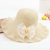 Adjustable Ruffle Sun Hat Breathable Beach Sun Hat Sweet Wide Brim Straw Hat  For Women Girls