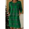 Christmas Plaid Round Neck Long Sleeve Dress, Elegant Vintage Style, Hot Selling European & American Fashion Dress
