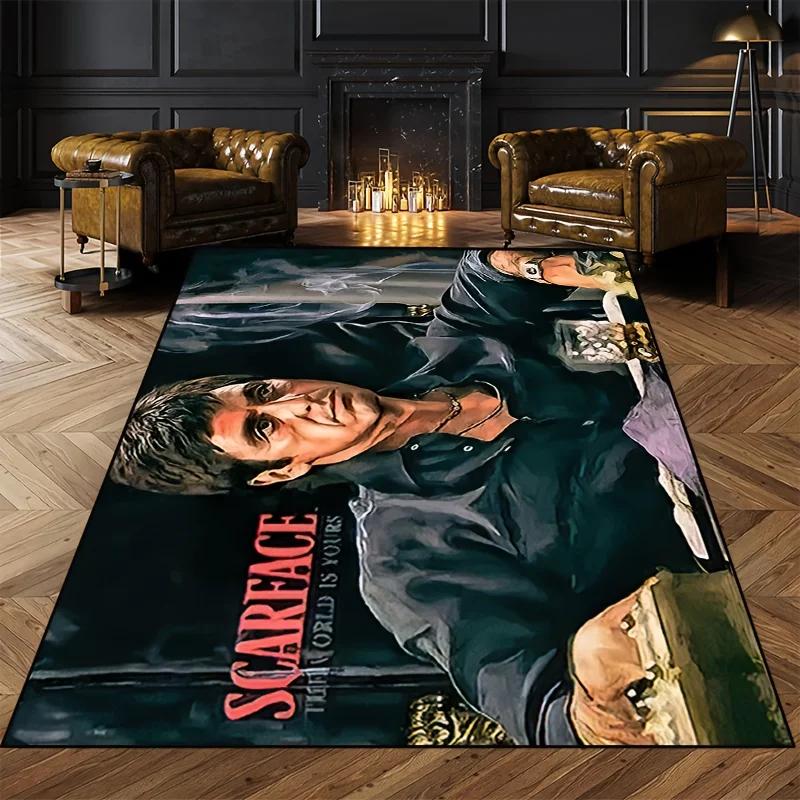 ELedvb Scarface Tony Printed Carpet for Home Living Room Decor Bedroom Sofa Floor Decorative Rugs Washable Area Mat Large Size