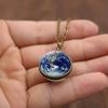 Earth Pattern Double-sided Crystal Glass Ball Women's Versatile Jewelry Retro Pendant Necklace