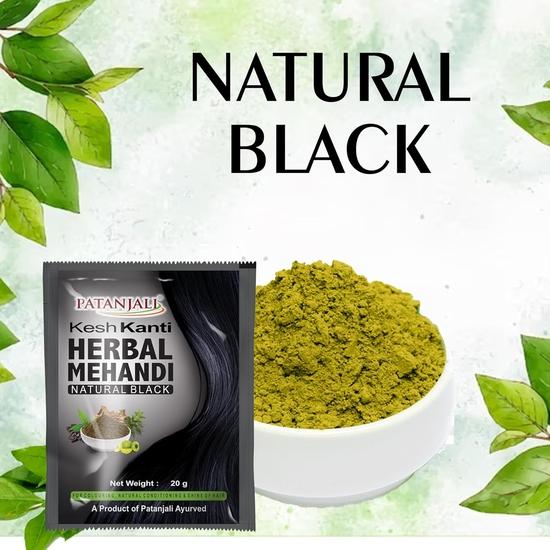 Patanjali Kesh Kanti Herbal Mehndi, 20g - Natural Black (Pack of 6)