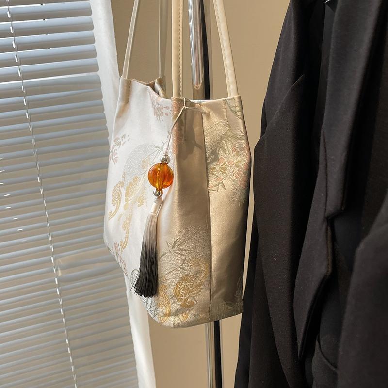 Embroidery Shoulder Bag Women's Underarm Bag Commuter Tote Bag