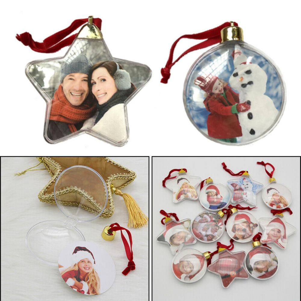 Christmas Photo Insert Baubles Ornaments Festive Personalised Gift Xmas Tree Hanging Decorations