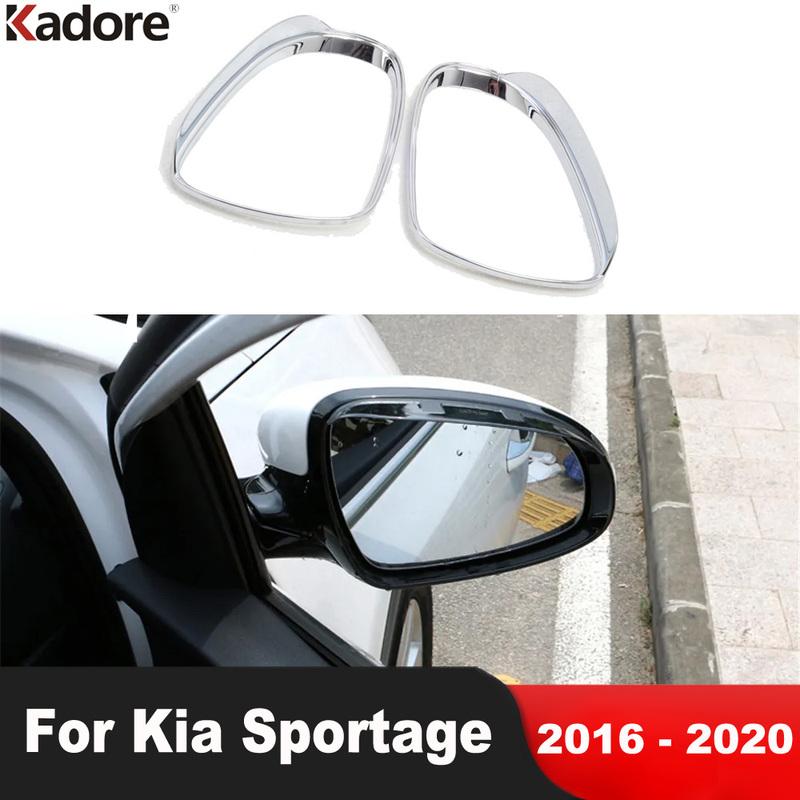Rearview Mirror Eyebrow Cover Trim For KIA Sportage 2016- Chorme Car Side Mirrors Rain Shield Sun Visor Frame Accessories