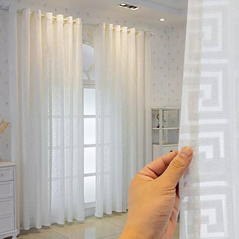 1 stuk witte geborduurde gordijn, Ideaal voor Woonkamer Slaapkamer Eetkamer Studeerkamer Balkon Kantoor Huisdecoratie, Kamerdecoratie 1pc W100xL130cm&Rod pocket wit