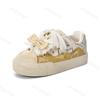 Fashion Cute Bow Knot Board Shoes Women 2025 Spring Autumn New Platform Student Casual Shoes Comfortable Height Increase Lace Up Flats