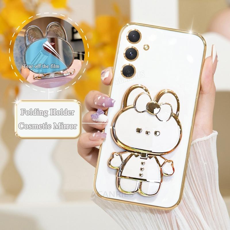 

A 16 26 36 56 Роскошный чехол-держатель для зеркала с покрытием для Samsung Galaxy A16 A26 A36 A56 5g S24 Fe S25 Plus Ultra Силиконовый чехол-подставка For Galaxy A56