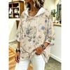 Sweat à capuche ample à manches trois-quarts pour femme - Haut décontracté rétro à fleurs pour les vacances
