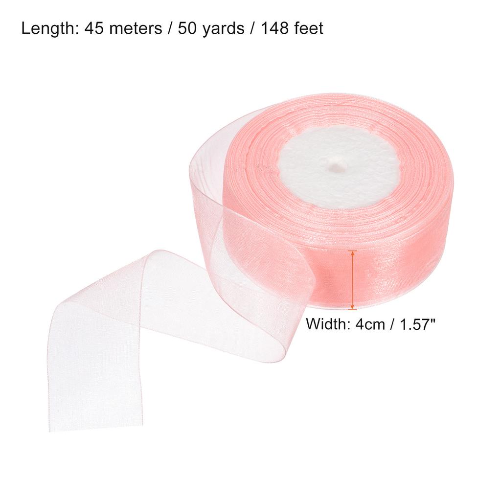 Sheer Organza Ribbon Chiffon Decoration Fabric for Gift Wrapping Crafts Wedding Bouquet 1-37/64 Inch 50 Yard 1 Roll