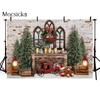 Mocsicka Christmas Tree Backdrops Photography Indoor Brick Wall Toy Bear Gifts Decor Child Baby Portrait Photo Background Banner