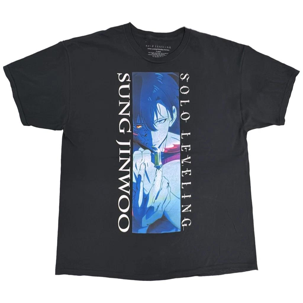 Solo Leveling Graphic Anime T-Shirt X-LARGE Black Rare Tee 4XL
