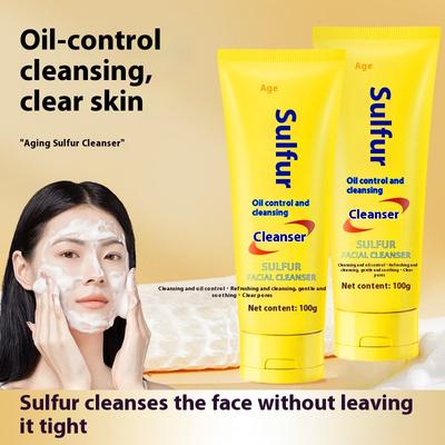 Sabonete Facial de Enxofre Limpeza Profunda Controle de Oleosidade Hidratante Clareador Cor da Pele Sabonete Facial de Enxofre