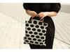 Black & Beige Polka Dot Retro Bamboo Handbag with Double Layers