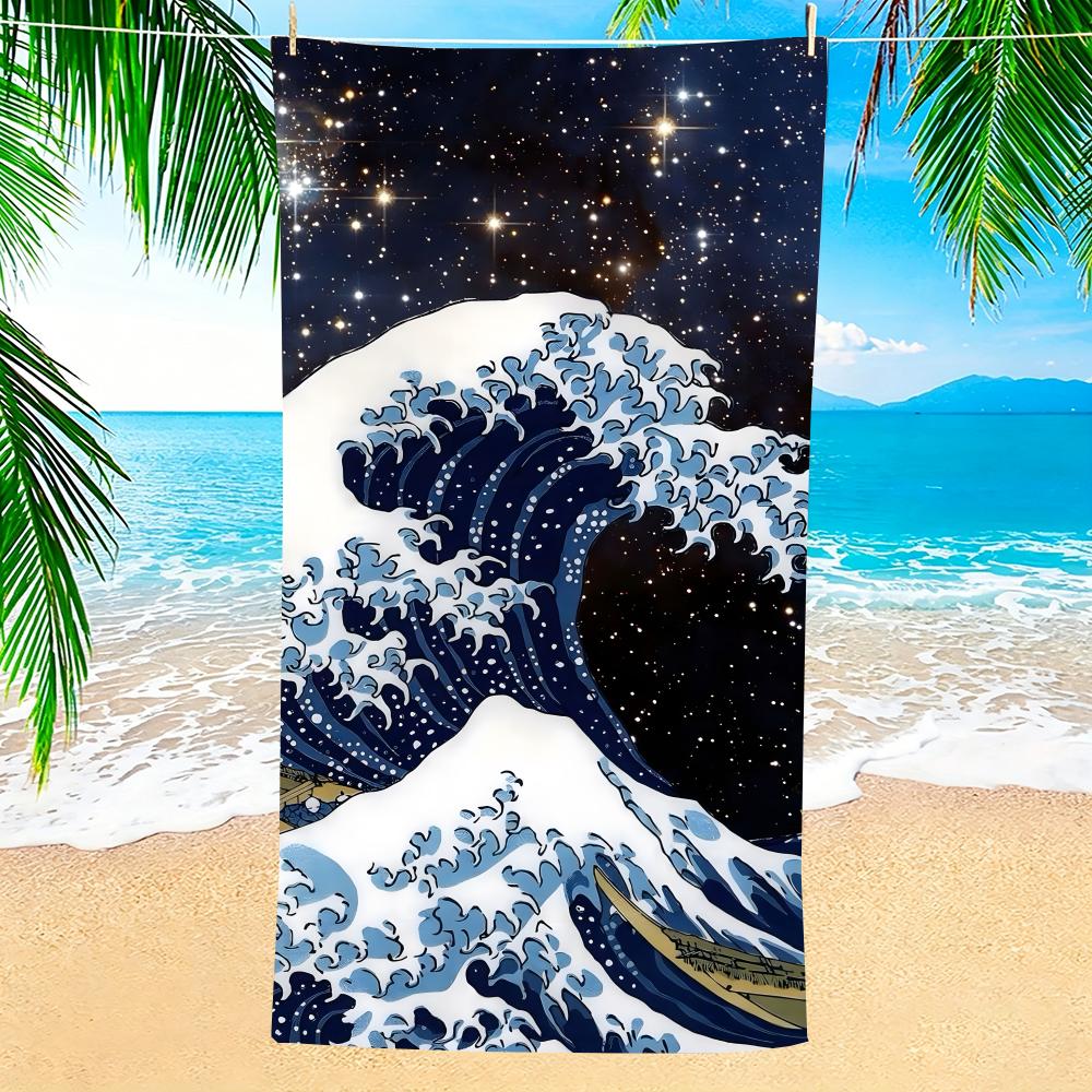Towel Microfiber Beach Towel, Quick-Dry, Sand-Free, Ultra-Fine Fiber, Super Soft. T-The Great Wave Off Kanagawas