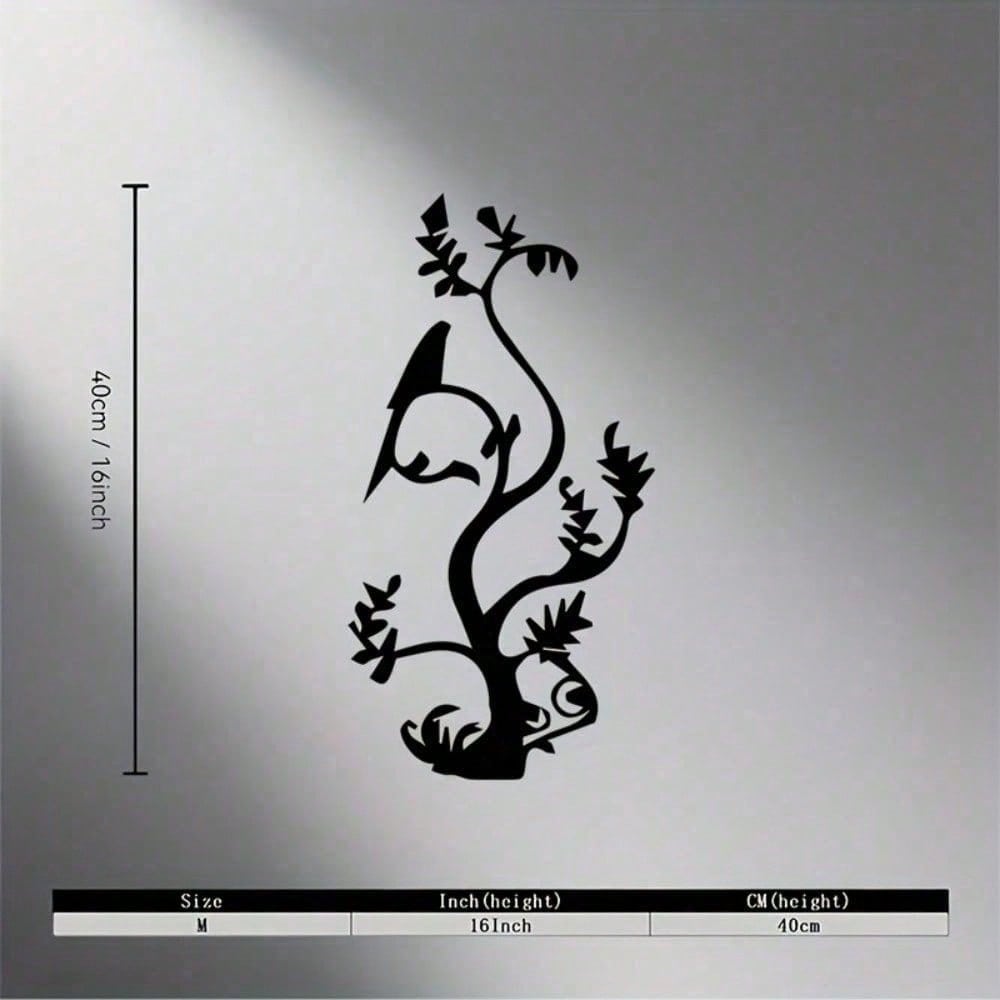 Black White Abstract Fox Leaf Metal Wall Art Minimalist Iron Branch Easy Install Office Home Modern Outdoor Hanging Sculpture разноцветный