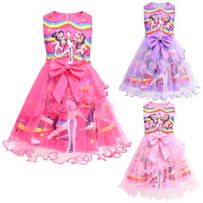 82992 Kids Girls Kpop Demon Hunters Round Neck Mesh Dress
