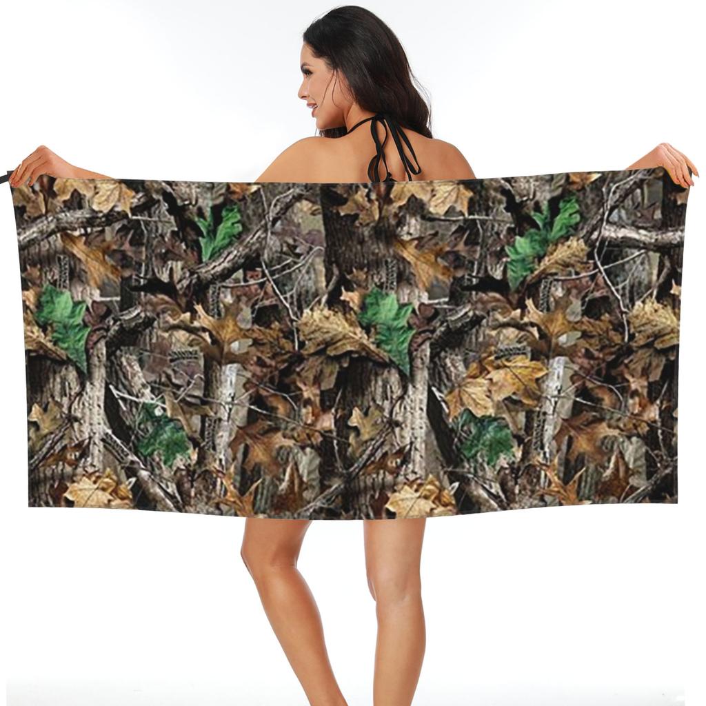 Real Tree Camouflage Beach Towel Soft Microfiber Quick Dry Absorbent Quick Towels For Bath