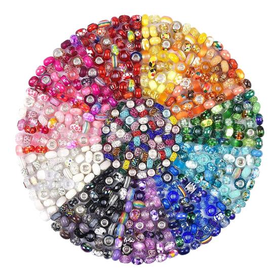 

Набор из 160 бусин с отверстиями, ассорти из европейских бусин, цветные бусины с металлическим сердечником для разноцветный