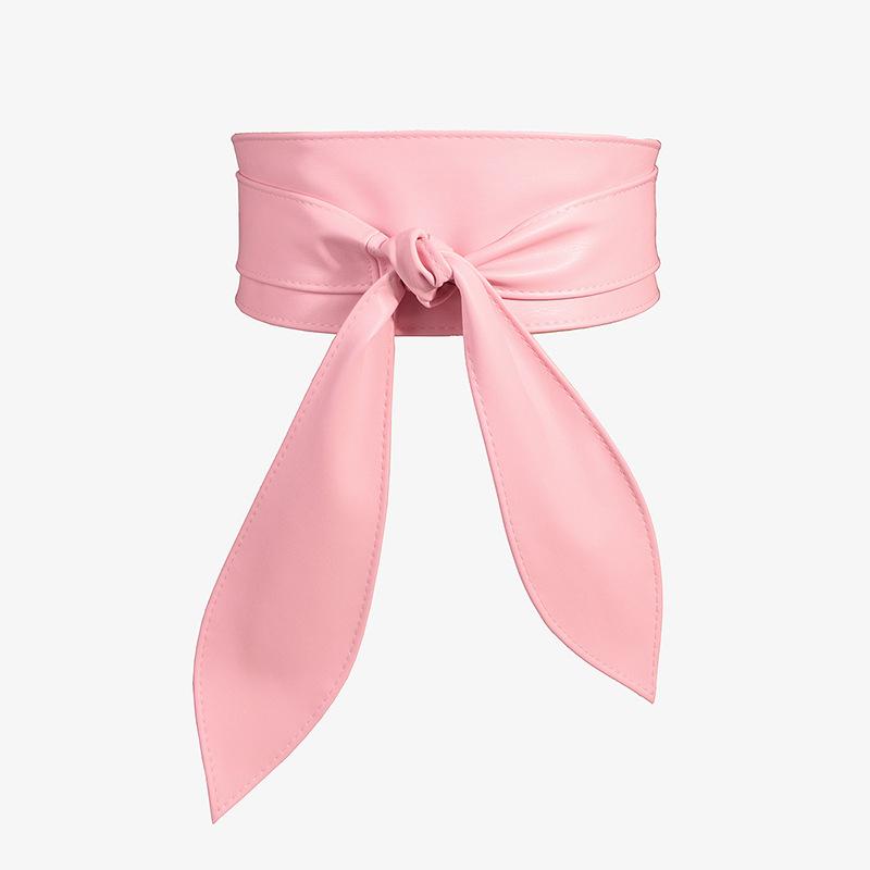 Women's PU Soft Band Wide Belt High Quality Fashion Designer Bow Woman Belts for Dress for Jeans Cummerbunds Solid Color YF1011