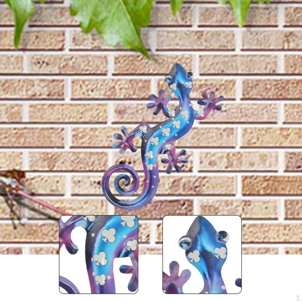 Metal Gecko Wall Art 2D Hanging Artwork,Art Decoration Ornament for Porch Cafe Patio Home