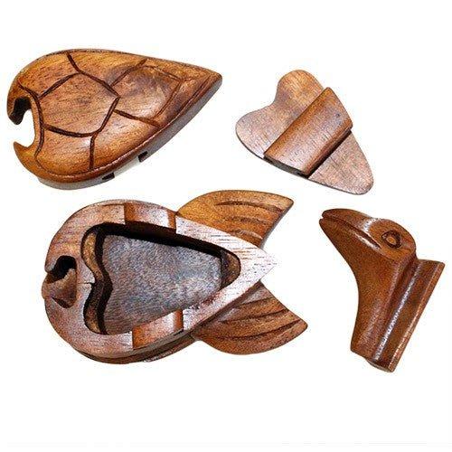 Wooden Puzzle Box Tortoise Secret Compartment